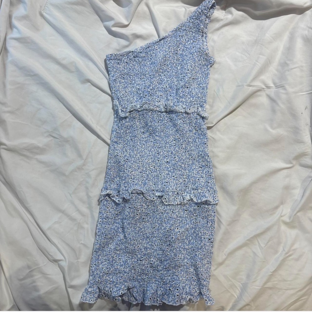 Princess Polly Floral One-Shoulder Dress in Blue